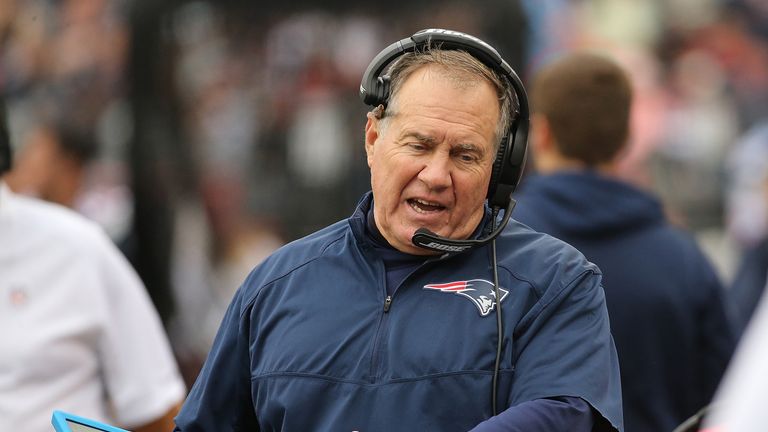 FOXBORO, MA - OCTOBER 02: Bill Belichick of the New England Patriots reacts during during the second half against a game with the Buffalo Bills at Gillette