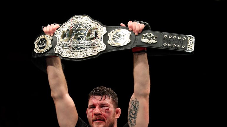 Michael Bisping following his victory over Dan Henderson in the Middleweight Championship of the World of UFC 204 at Manchester Arena.