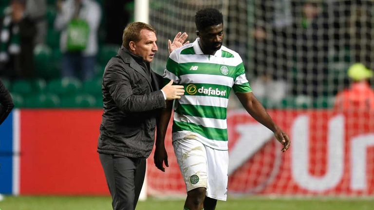 Rodgers consoles Kolo Toure after the final whistle on Wednesday night