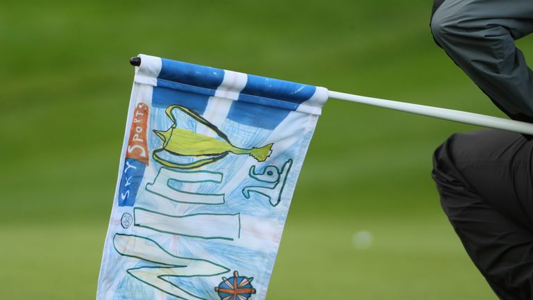 WATFORD, ENGLAND - OCTOBER 16:  A view of the pin flag on the 16th hole during the fourth round of the British Masters at The Grove on October 16, 2016 in 