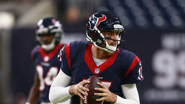 HOUSTON, TX - OCTOBER 16:  Brock Osweiler #17 of the Houston Texans warms up before playing the Indianapolis Colts at NRG Stadium on October 16, 2016 in Ho