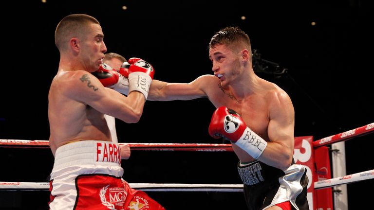 WORLD CHAMPIONSHIP BOXING.ECHO ARENA,LIVERPOOL.PIC;LAWRENCE LUSTIG.BRITISH BANTAMWEIGHT CHAMPIONSHIP @8ST 6LBS.RYAN BURNETT V RYAN FARRAG