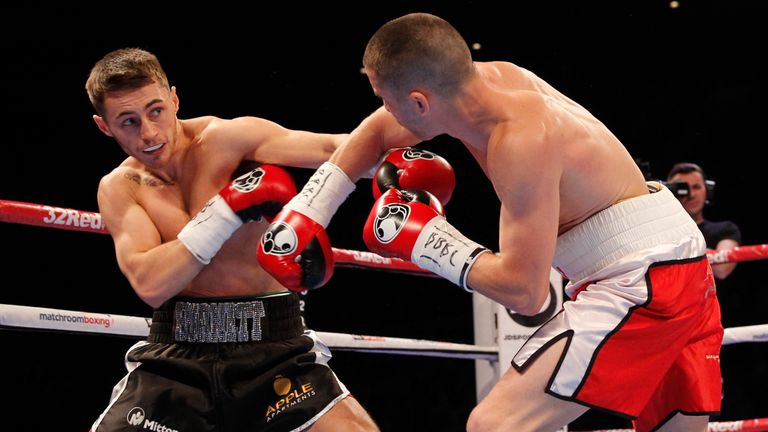 WORLD CHAMPIONSHIP BOXING.ECHO ARENA,LIVERPOOL.PIC;LAWRENCE LUSTIG.BRITISH BANTAMWEIGHT CHAMPIONSHIP @8ST 6LBS.RYAN BURNETT V RYAN FARRAG