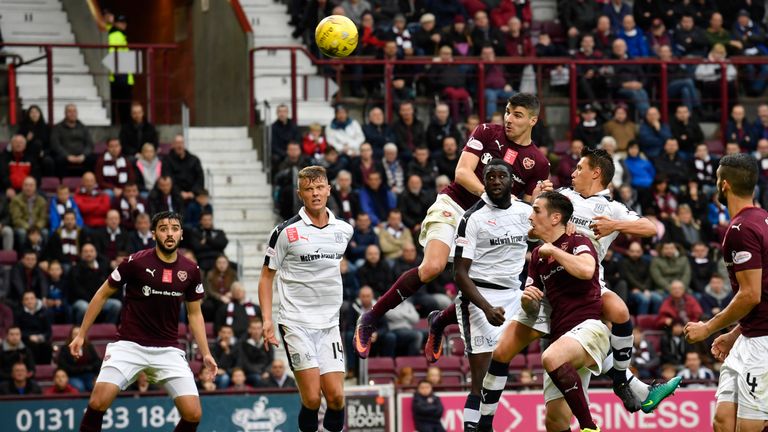  HEARTS v DUNDEE  
  TYNECASTLE - EDINBURGH  
  Hearts' Callum Paterson (third from left) scores the opening goal