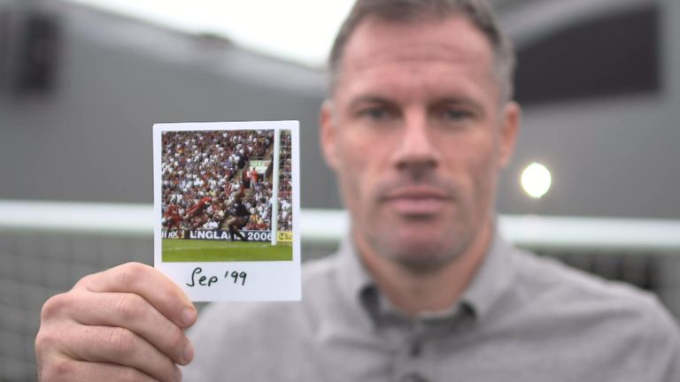 Jamie Carragher hold September 1999 photo