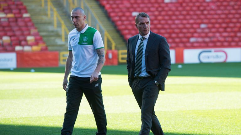 Celtic captain Scott Brown (left) with Brendan Rodgers