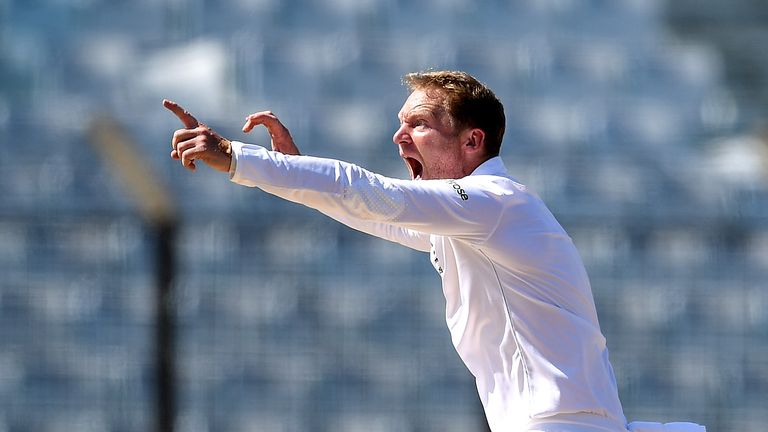 Gareth Batty successfully appeals for the wicket of  Mahmudullah during day 4 of the first test