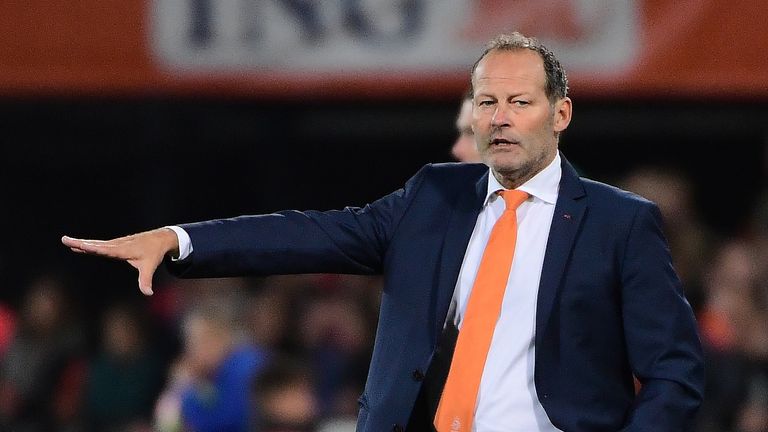 Dutch coach Danny Blind reacts during the Fifa World Cup 2018 football qualification match between The Netherlands and Belarus at Feyenoord Stadium in Rott