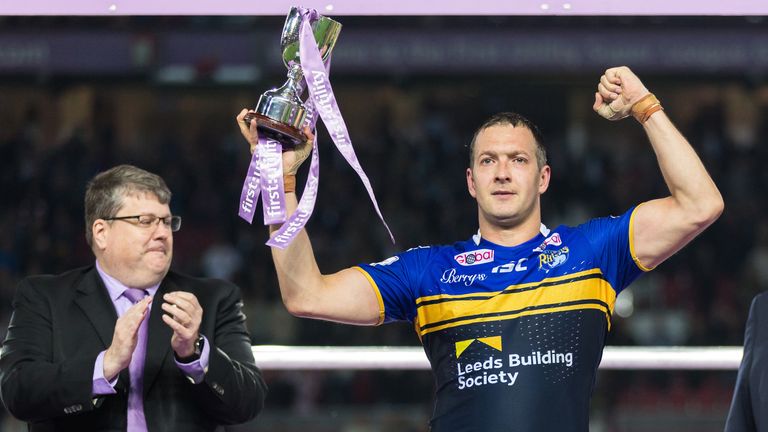 Leeds Danny McGuire wins the Harry Sunderland Trophy for his man of the match performance in 2015 Grand Final