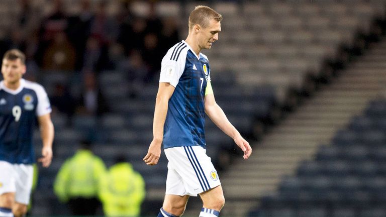 Darren Fletcher leaves the Hampden pit at half-time in Scotland's draw with Lithuania