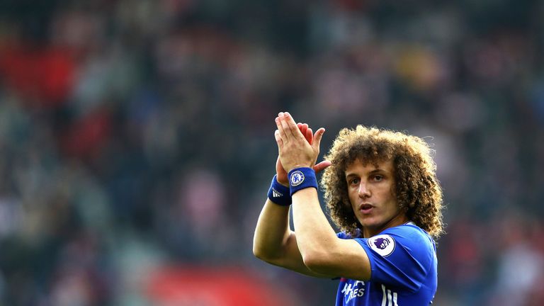 David Luiz shows his appreciation to the fans prior to kick off