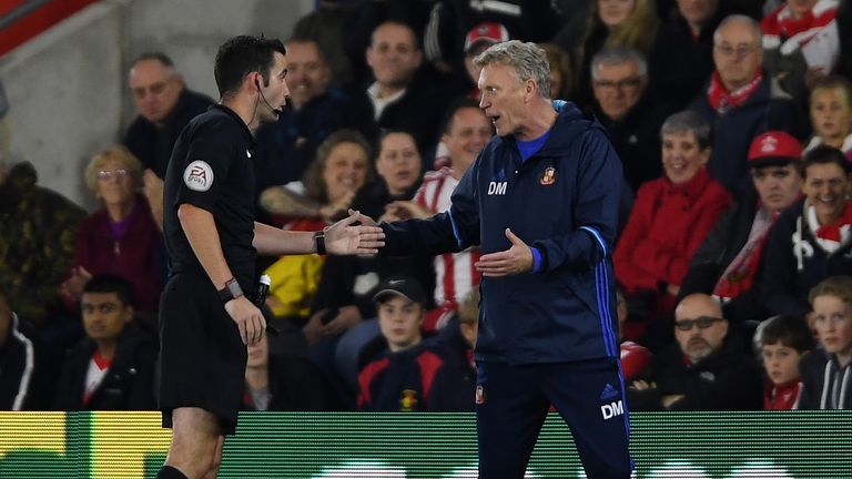 David Moyes was sent to the stands during Sunderland's EFL Cup defeat at Southampton 