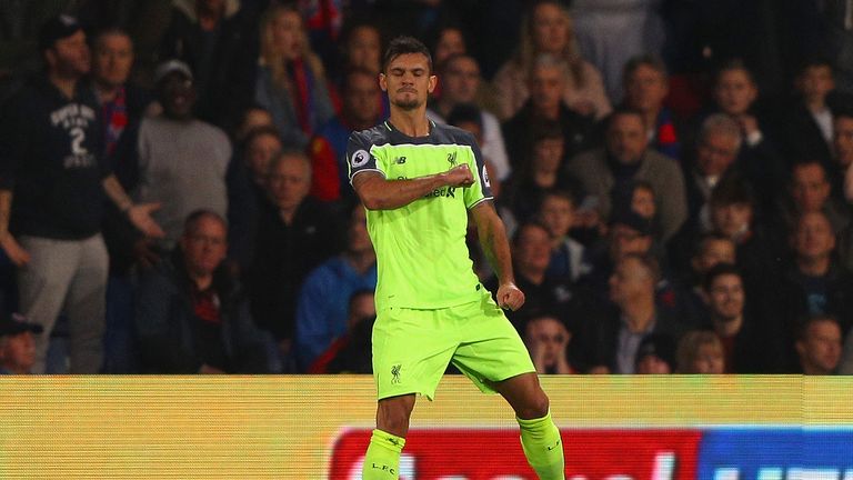 LONDON, ENGLAND - OCTOBER 29:  Dejan Lovren of Liverpool celebrates his team's second goal during the Premier League match between Crystal Palace and Liver