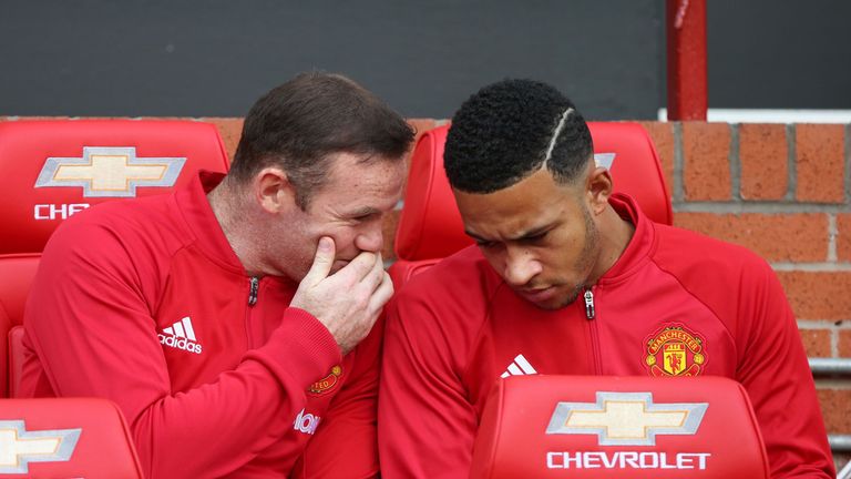 Memphis Depay (R) is yet to start a Premier League game for Manchester United this season