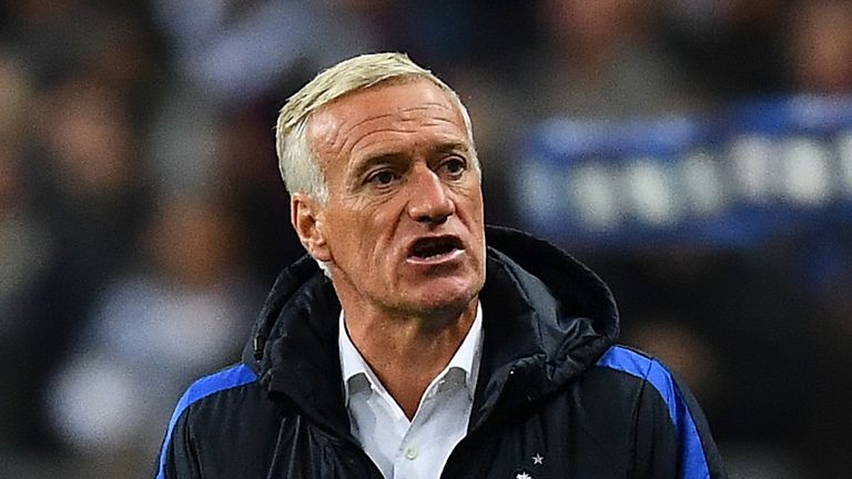 France's head coach Didier Deschamps shouts instructions during the FIFA World Cup 2018 qualifying football match France vs Bulgaria on October 7, 2016  at
