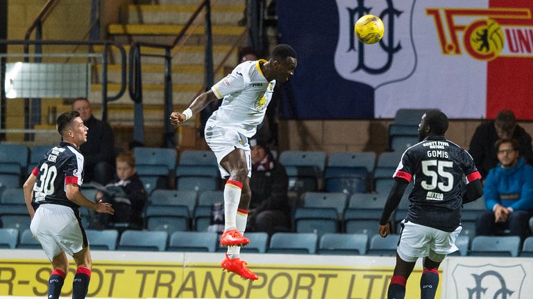 Patrick Thistle's Ade Azzez scores the opener away to Dundee