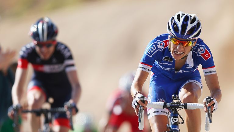 JABAL AL AKHDHAR, OMAN - FEBRUARY 22:  Kenny Elissonde of France and FDJ.fr in action on stage five of the 2014 Tour of Oman, a 147km stage from Bidbid to 