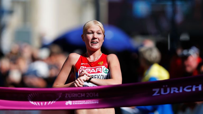 Elmira Alembekova won gold in the 20km walk at the 2014 European Championships in Zurich
