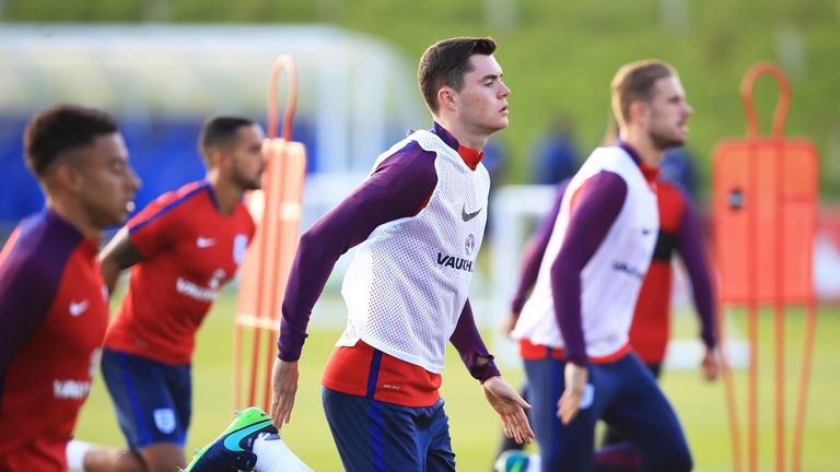 England's Michael Keane during a training session at St George's Park