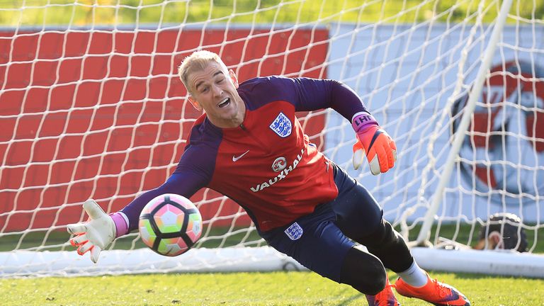 Joe Hart during a training session at St George's Park