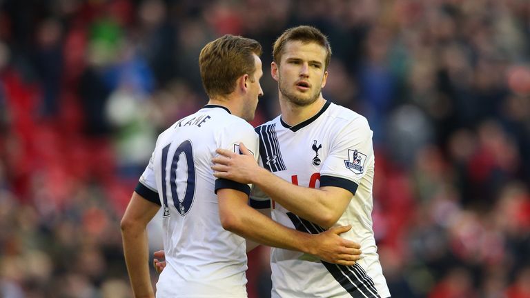 LIVERPOOL, ENGLAND - APRIL 02: Harry Kane (L) and Eric Dier (R) of Tottenham Hotspur applaud after the Barclays Premier League match between Liverpool and 