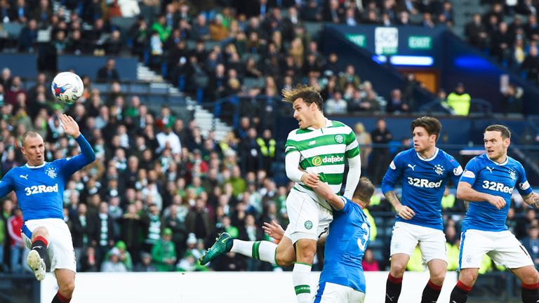Celtic defender Erik Sviatchenko had his goal ruled out despite being held by the grounded Clint Hill