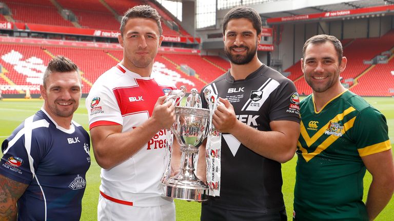 Scotland's Danny Brough, England's Sam Burgess, New Zealand's Jesse Bromwich and Australia's Cameron Smith at Four Nations launch