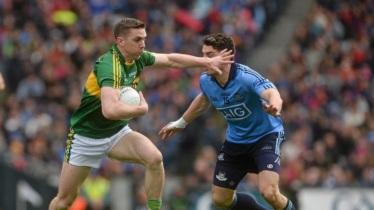 Marc Ó Sé in action against Dublin's Bernard Brogan during the 2016 National League final