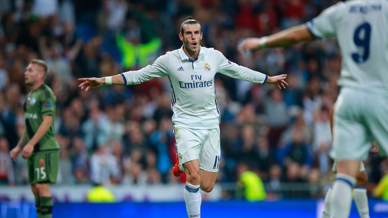 Gareth Bale celebrates scoring Real Madrid's first goal