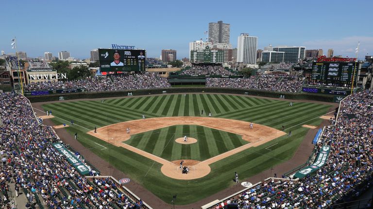 A general view of Wrigley Field as the Chicago Cubs take on the Milwaukee Brewers