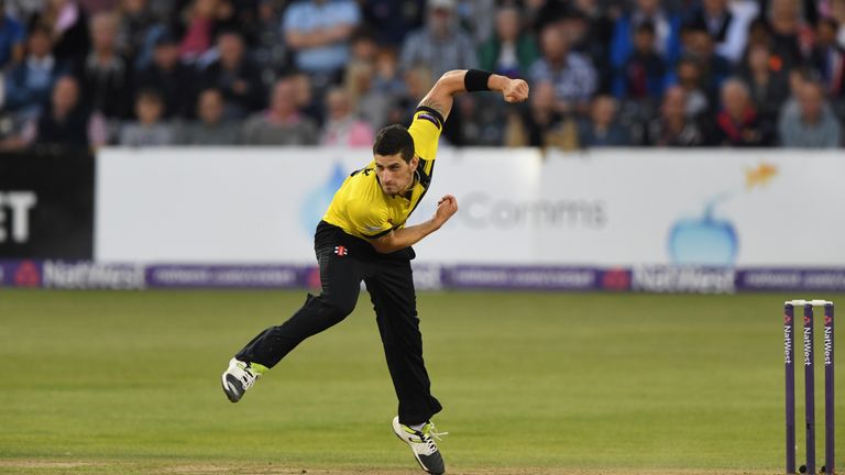 Gloucestershire bowler Benny Howell in action 
