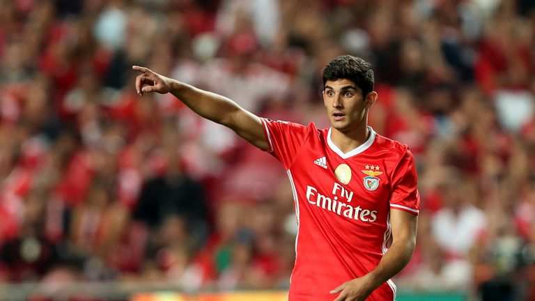 LISBON, PORTUGAL - AUGUST 21: Benfica's Portuguese forward Goncalo Guedes during the match between SL Benfica and Vitoria Setubal FC for the Portuguese Pri