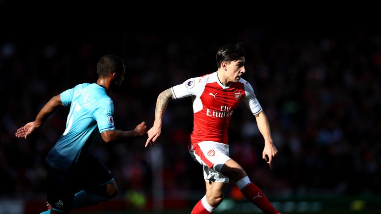 Hector Bellerin in action for Arsenal in action against Swansea City at the Emirates Stadium 