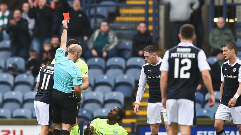 Hibernian's Marvin Bartley sees red