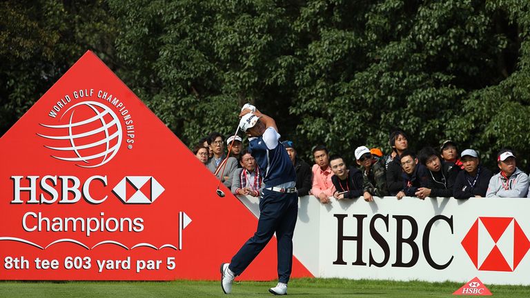 SHANGHAI, CHINA - OCTOBER 30:  Hideki Matsuyama of Japan tees off on the 8th hole during day four of the WGC - HSBC Champions at Sheshan International Golf