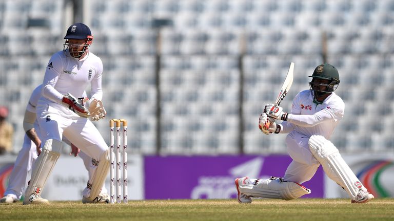 Imrul Kayes bats during the 4th day of the 1st Test match between Bangladesh and England