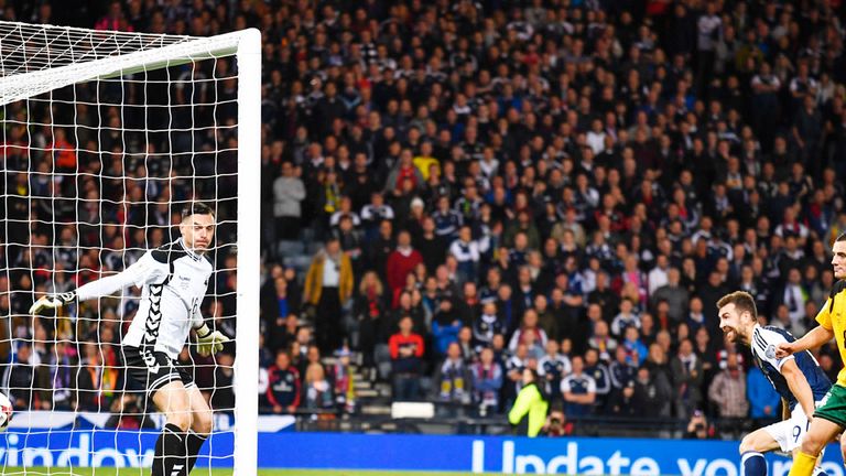 James McArthur scores his goal against Lithuania