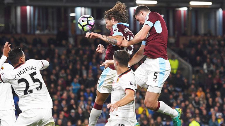 Jeff Hendrick scores Burnley's first goal against Watford
