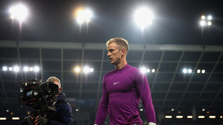 Joe Hart of England leaves the pitch after England's goalless draw with Slovenia