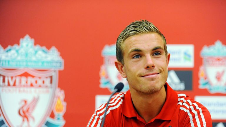LIVERPOOL, UNITED KINGDOM - AUGUST 03: Liverpool FC present new signing  Jordan Henderson at a press conference at Melwood Training Ground on August 03, 20