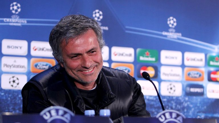Jose Mourinho speaks to the press before Inter Milan's first meeting with Chelsea