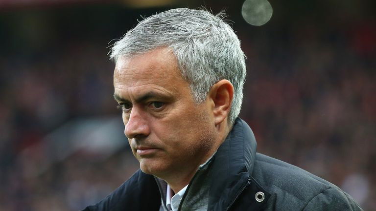 Jose Mourinho looks glum during Man Utd's Premier League game with Burnley