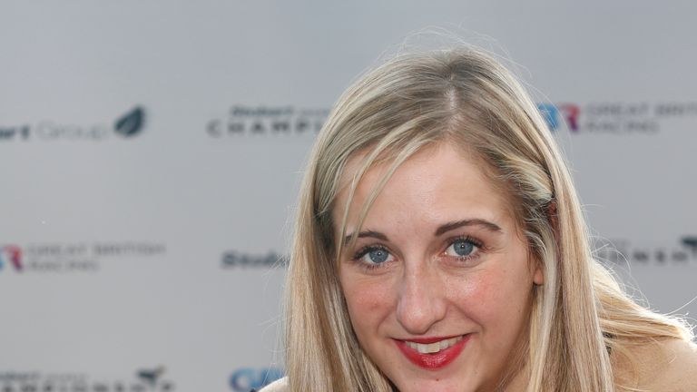 Champion apprentice jockey Josephine Gordon with her trophy during the QIPCO British Champions Day at Ascot Racecourse.
