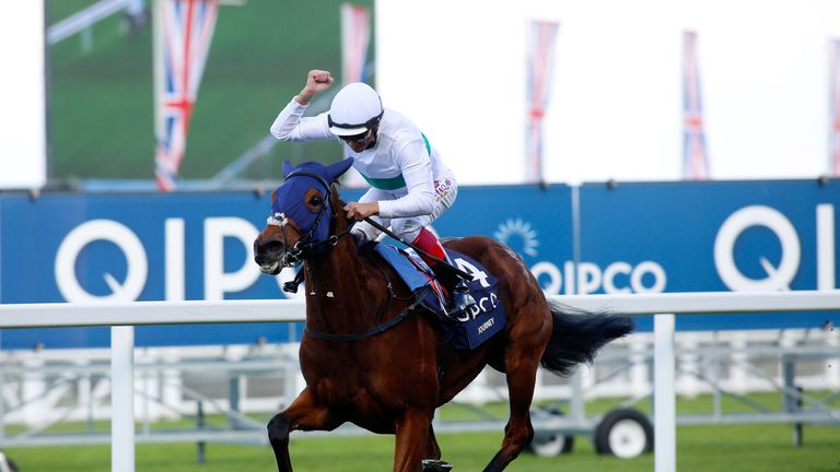 Journey ridden by Frankie Dettori wins The QIPCO British Champions Fillies & Mares Stakes Race run during the QIPCO British Champions Day at Ascot Racecour