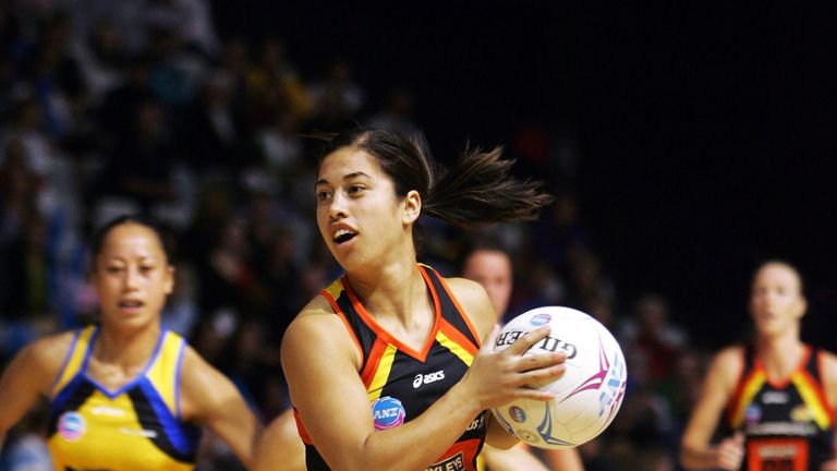 Keshia Grant of the Magic looks to make a pass during the round five ANZ Championship match
