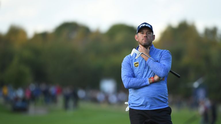 WATFORD, ENGLAND - OCTOBER 16:  Lee Westwood of England looks on whilst on the 15th green during the fourth round of the British Masters at The Grove on Oc