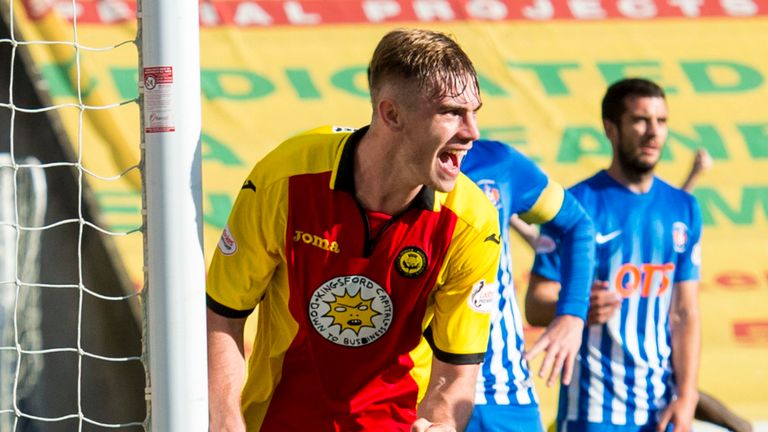 Liam Lindsay celebrates scoring equaliser in 2-2 draw with Kilmarnock