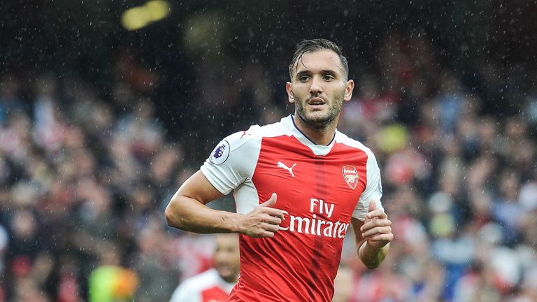Lucas Perez in action during the match between Arsenal and Southampton at Emirates Stadium