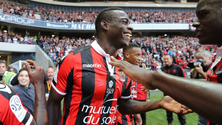 Nice forward Mario Balotelli celebrates after scoring