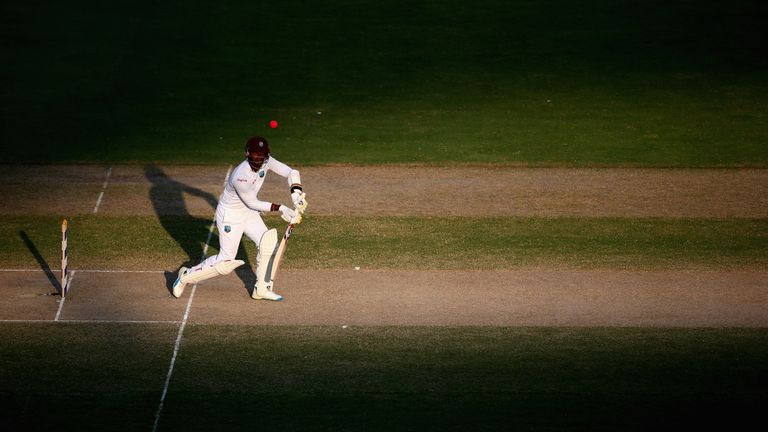 DUBAI, UNITED ARAB EMIRATES - OCTOBER 15:  Marlon Samuels of West Indies bats during Day Three of the First Test between Pakistan and West Indies at Dubai 